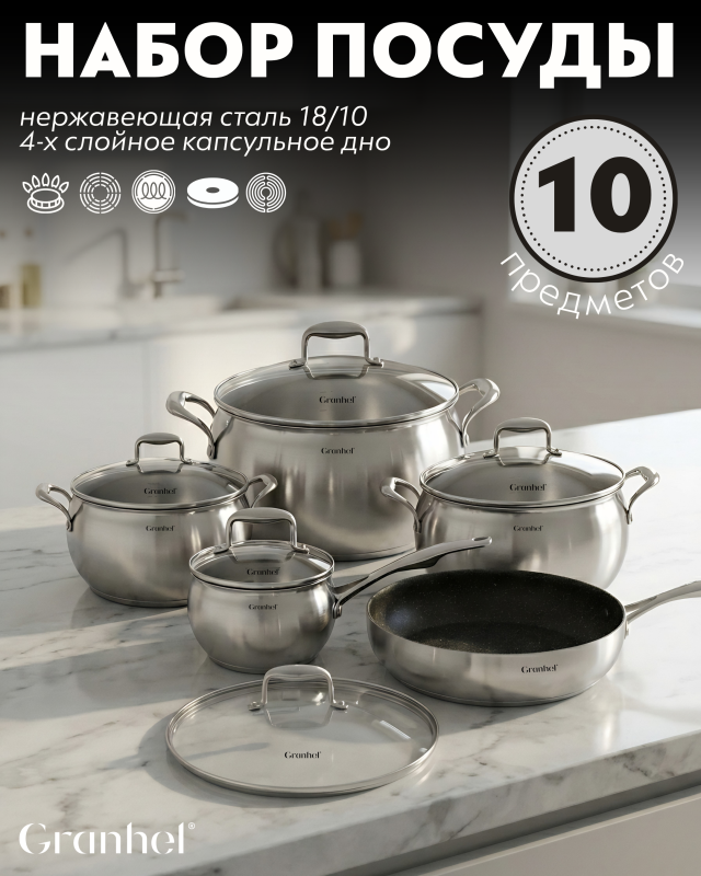 Набор посуды Granhel Stainless Steel