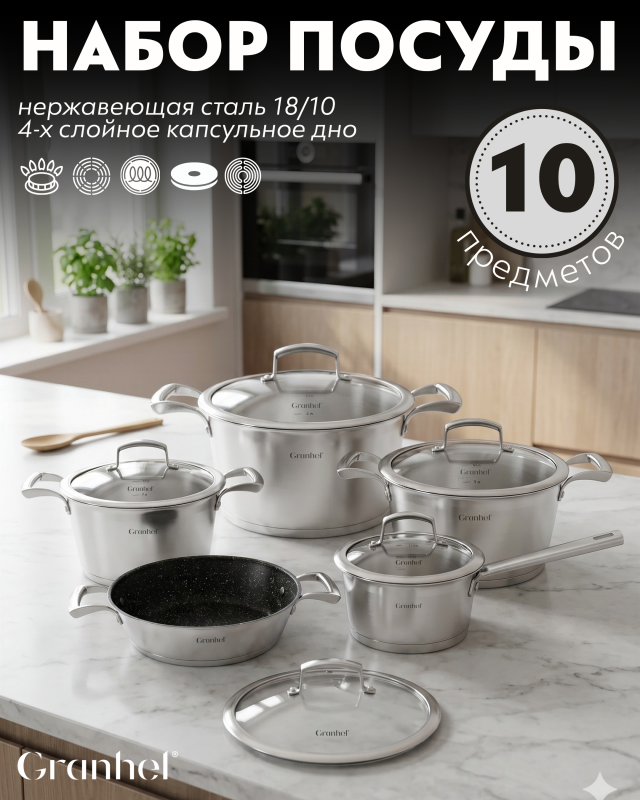 Набор посуды Granhel Stainless steel